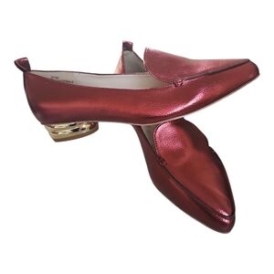 Eloquii Metallic Red Loafers with Gold Heel
